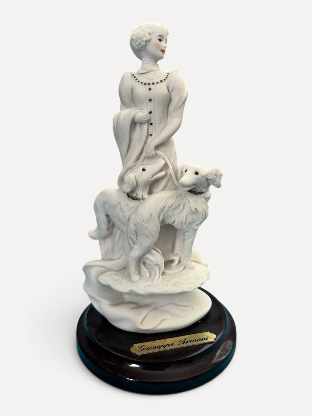 Vintage 1993 Giuseppe Armani 5" Lady With Dogs Porcelain Sculpture Figurine